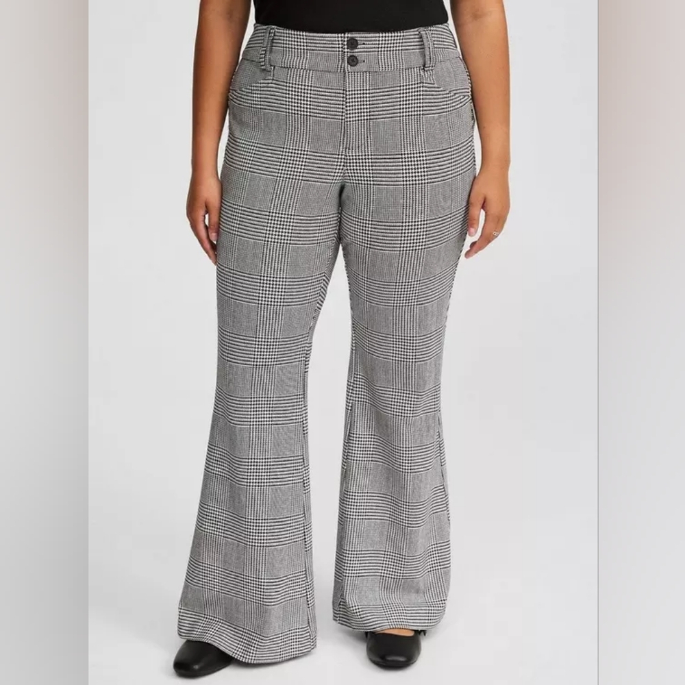 Torrid Black and White Houndstooth Flare Trousers